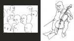 Cellist & Crowd, drawings by Leha Carpenter