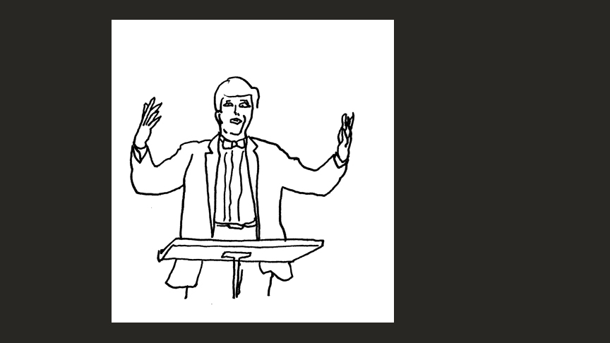 Podium, drawing by Leha Carpenter