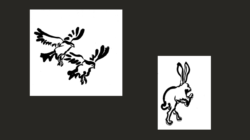 Predator Prey, brush drawings by Leha Carpenter