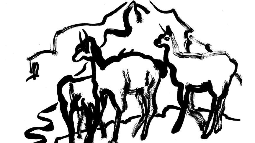 Herd, brush drawing by Leha Carpenter