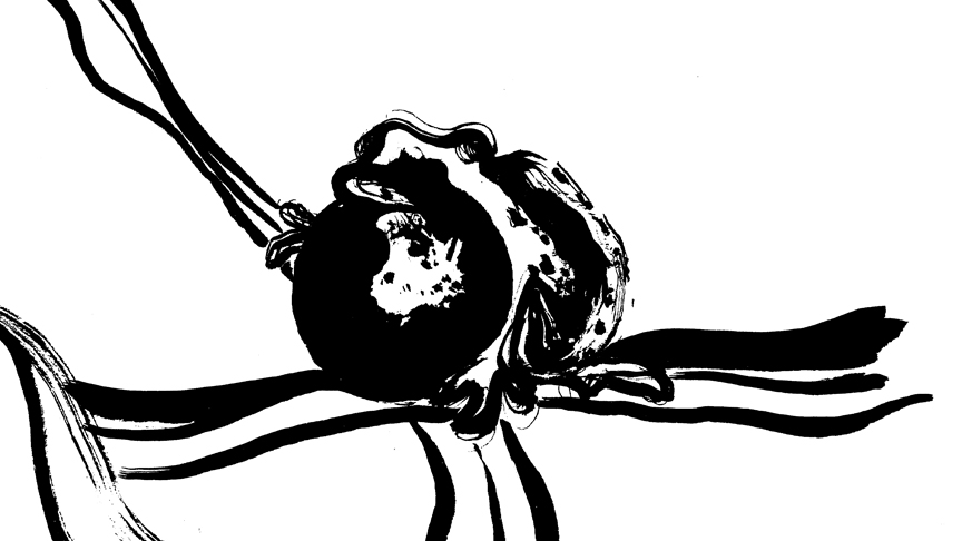 Croaking, brush drawing by Leha Carpenter