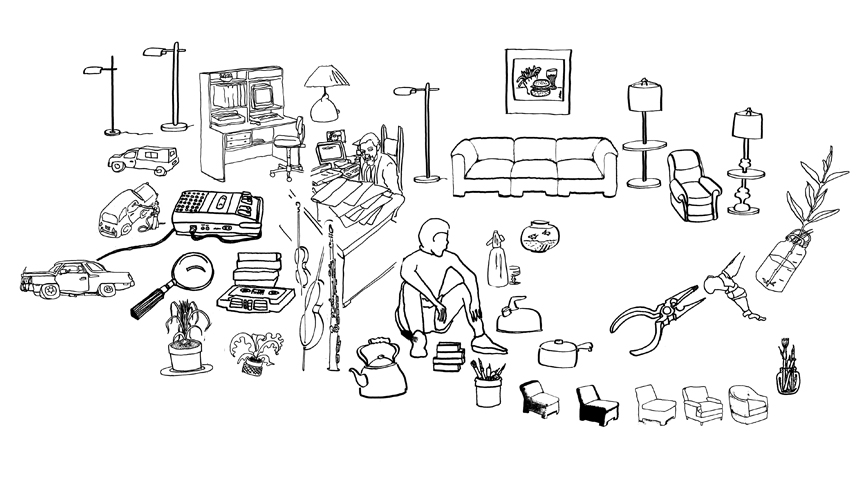Les Objets, drawings by Leha Carpenter
